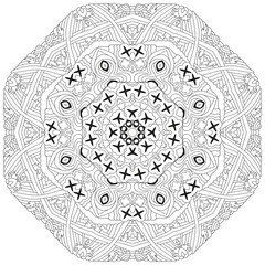 Hand drawn zentangle circular ornament for coloring page.