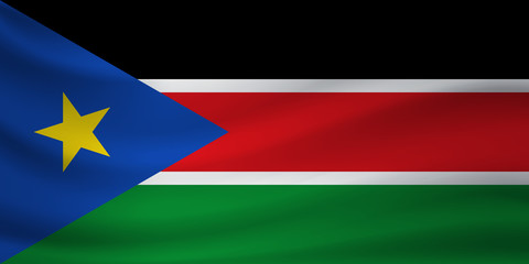 Waving flag of South Sudan. Vector illustration