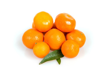 A lot of tangerines on a white background, juicy, ripe tangerines, orange mood