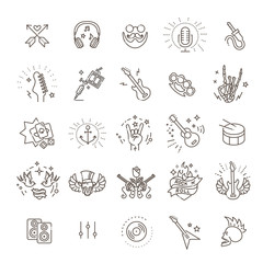 Rock and Roll line icon set. Vector icons