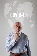 Old man and Covid-19. Coronavirus in the World.