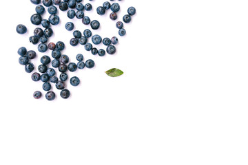 Blueberry isolated on a white background. Flat lay, top view.