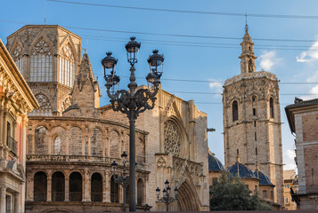 The Valencia Cathedral on the Virgen Square; Spain