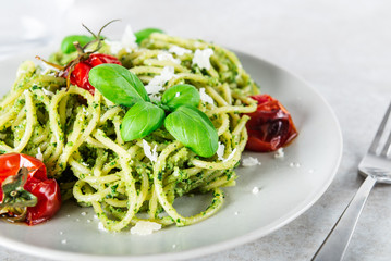 Spaghetti with pesto sauce