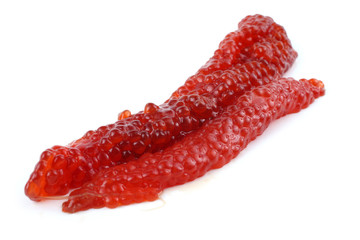 Red caviar isolated on white