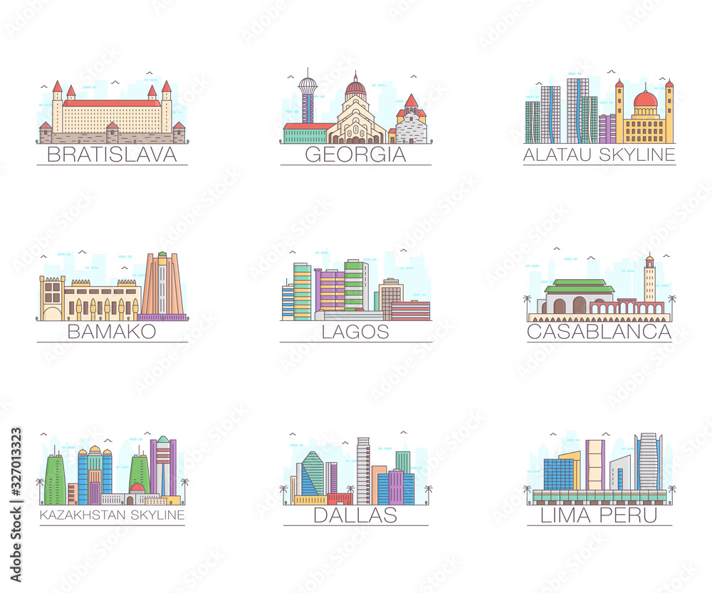 Canvas Prints  Urban Architecture Flat Vectors Pack 