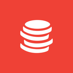 Coin Icon On Red Background. Red Flat Style Vector Illustration