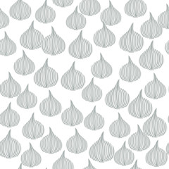 Abstract onion seamless pattern. Hand drawn onion bulb vegetable wallpaper.