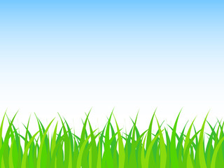 Simple and wonderful background design created from green grass and clear sky