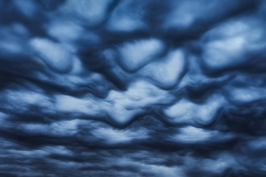 cloudscape of mammatus dark stormy clouds
