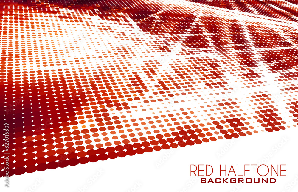 Poster Red dotted background with halftone effect. Vector pattern