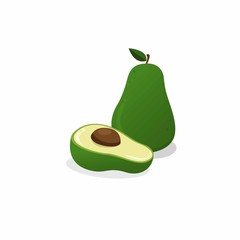 avocado fruit cartoon flat illustration vector isolated in white background