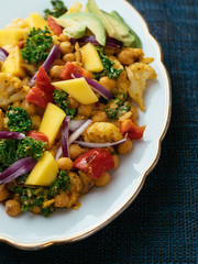 Chickpea, Cauliflower Curry with Kale and Mango