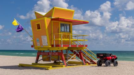 Famous Yellow Miami Beach lifeguard tower