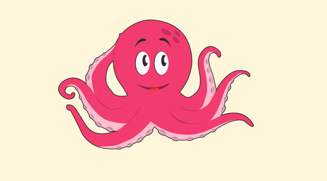 Vector Isolated Illustration of a Cartoon Childish Octopus