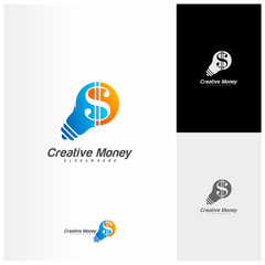 Bulb Money logo design vector. Creative Money logo template. icon symbol