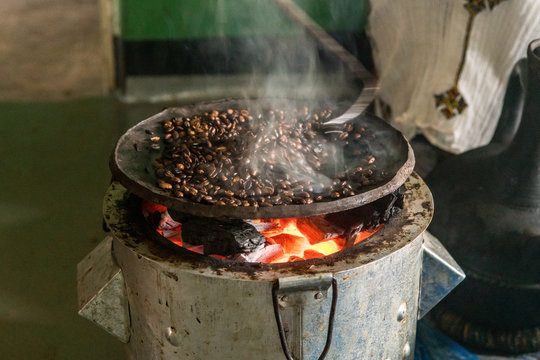 Roasting of coffee beans