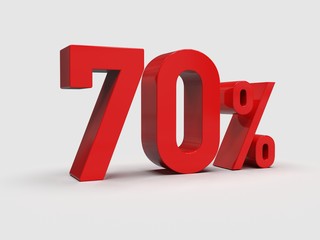 Red 70% Percent Discount 3d Sign on Light Background