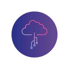Isolated cloud with circuit gradient style icon vector design
