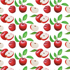  collection. Red Apple. Fruit set. Pattern. Border. Frame. Hand drawing. Delicate fruit drawn and isolated in gouache in the style of realism. Suitable for corporate identity, concentration.