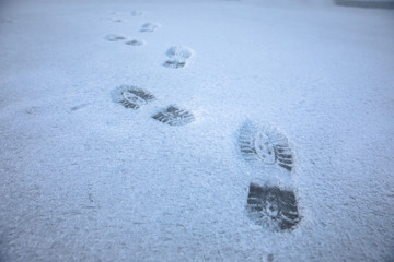 footprints in the snow