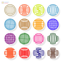 Sports balls or balls of thread for avatars. Set of icons for training, creative needlework. Vector