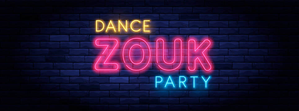 Zouk dance party colorful neon banner