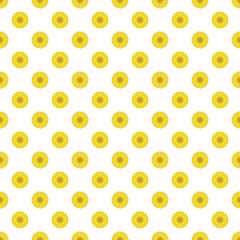 Yellow flowers seamless pattern vector. An illustration with yellow and green colors on isolated white background. For children fabric, cloth, backdrop, wallpaper, Printable eps 10 file format.