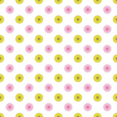 Yellow and pink flowers seamless pattern vector. A cute floral illustration on isolated white background. For children fabric, cloth, backdrop, wallpaper, Eps 10 file format.