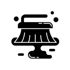 Wet cleaning black glyph icon. Professional cleanup service, housekeeping, chores. Dirty floor cleaning, hygiene, dust removal. Silhouette symbol on white space. Vector isolated illustration