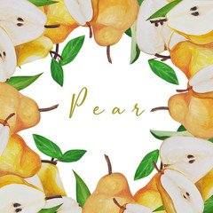 Obraz premium collection. yellow pear. Fruit set. Pattern. Border. Frame. Hand drawing. Delicate fruit drawn and isolated in gouache in the style of realism. Suitable for corporate identity, concentration.