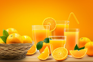 Stack of fresh orange fruit on wooden.
