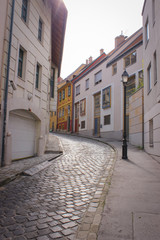 Budapest, Hungary - October 05, 2014: Romantic street of the capital city of Hungary