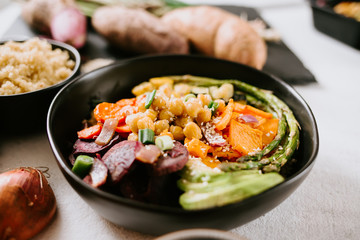 Healthy Lunch Bowl full of Roasted Vegetables