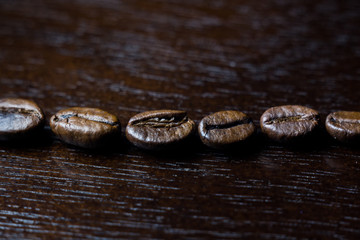 coffee beans on wooden background