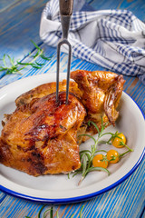 Chicken quarters baked.