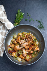 Coniglio all'uva in padella