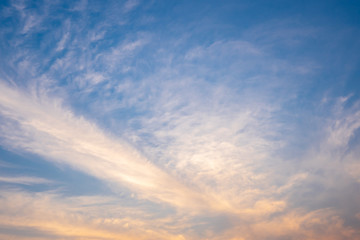 Sky blue or azure sky and clouds is bright white background. Everything lies above surface atmosphere outer space is sky. Cloud is aerosol comprising visible mass  liquid, for creative design graphic