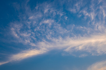 Sky blue or azure sky and clouds is bright white background. Everything lies above surface atmosphere outer space is sky. Cloud is aerosol comprising visible mass  liquid, for creative design graphic