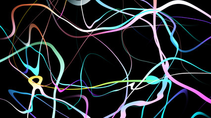 Multi color curve wave line gradient abstract on black background.