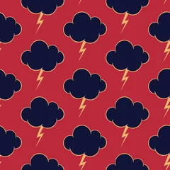 Meubelstickers Vector stormy sky background, seamless pattern with clouds and lightnings © Vozduh