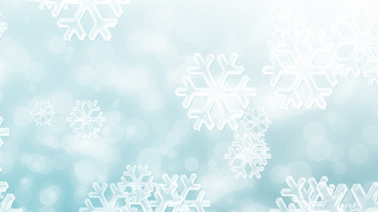 Naklejka premium Christmas blue white snowflake with snow fall on winter background.