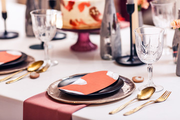 banquet table decoration inside restaurant