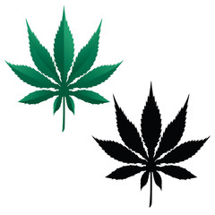 Marijuana Pot Leaf Isolated Vector Illustration In Color and Black