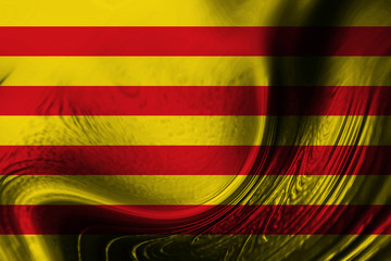 Catalonia flag background with waves