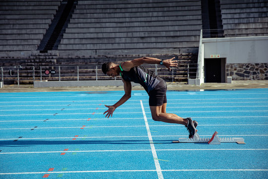 Athlete running at the stadium