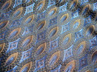 Blue fabric close-up. The texture of the fabric. Blended fabric.