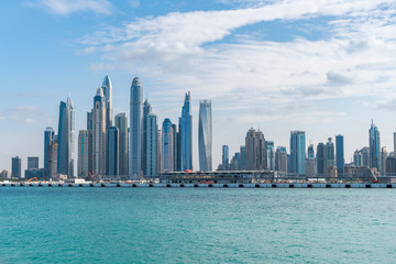 Fototapeta na wymiar View of amazing Dubai Marina from Palm Jumeirah in Dubai UAE