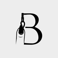 logo nail with letter b vector design