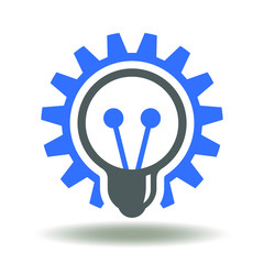 Innovation Technology Logo. Bulb gear icon vector. Lightbulb cogwheel sign. Idea symbol.